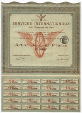 Soci&eacute;t&eacute; des Services des Chemins der Fer - Aktie &uuml;ber 100 Francs - Paris, 1900