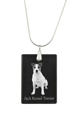 Jack Russell Terrier Kristallanhänger mit Hund, Silberhalskette