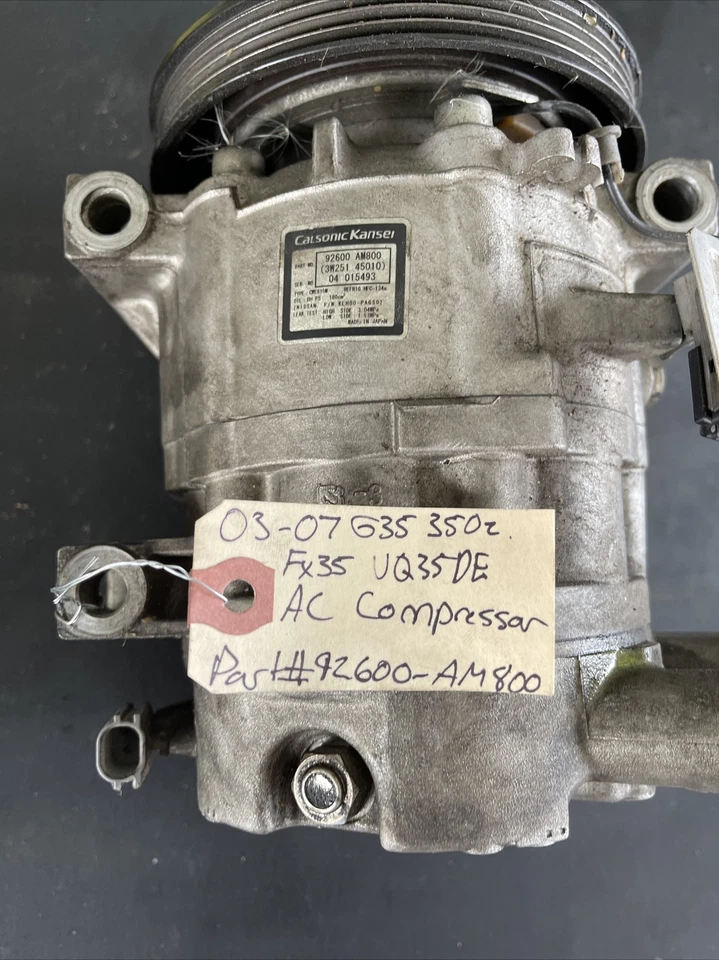 03-07 Compresor de aire acondicionado Infiniti G35 FX35 Nissan 350z 92600AM800 Foto 2 de 4