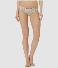 $120 Luli Fama Women's Orange Heat Waves Tab Side Full Back Bottom Swimwear M