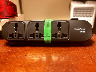 Simran SM-60 Universal Power Strip 3 Outlets for 110V-250V unused   + 2 adapters