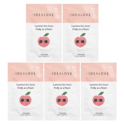 Superfood Skin Savior, Pretty as a Peach, 5 Beauty Sheet Masks, 0.68 fl oz (20
