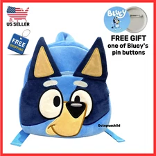 kid bluey mid BACKPACK 11 inch cute Plush Bag BLUEY Bag picnic book + pin button