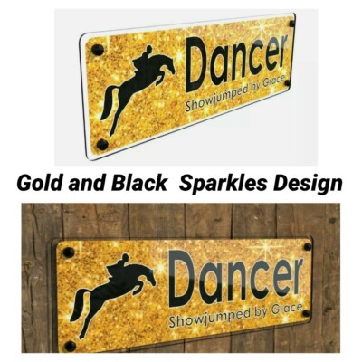 Namensschild Tags Gold und Schwarz Pferd 4Nags Stallschild/Namensschild