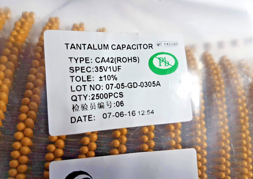 TANTALUM BEAD CAPACITOR 1uf / 35v QTY 100 Taped - Picture 2 of 2
