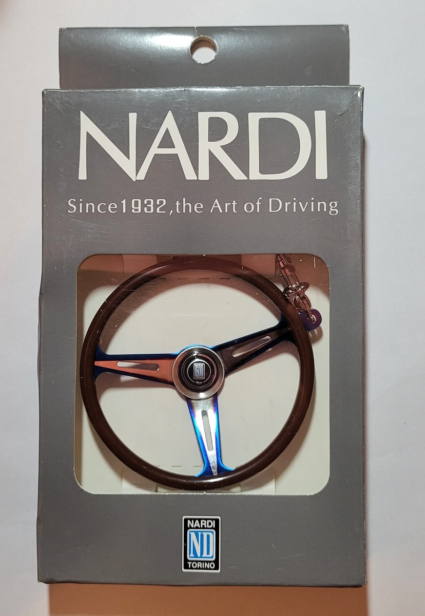 Nardi Steering Wheel Key Chain Keyring chrome burnt Blue Spoke 