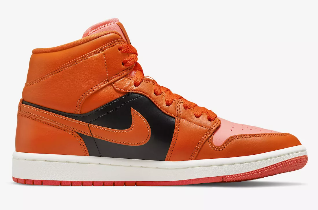Nike Women s Air Jordan 1 Mid Orange Black Sz 7 DM3381 600