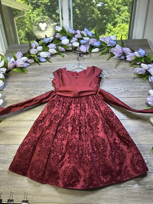 fitted lace wedding dress Burgundy Velvet Corset Back Cap Sleeves Wedding Flower Girl Dress 5T