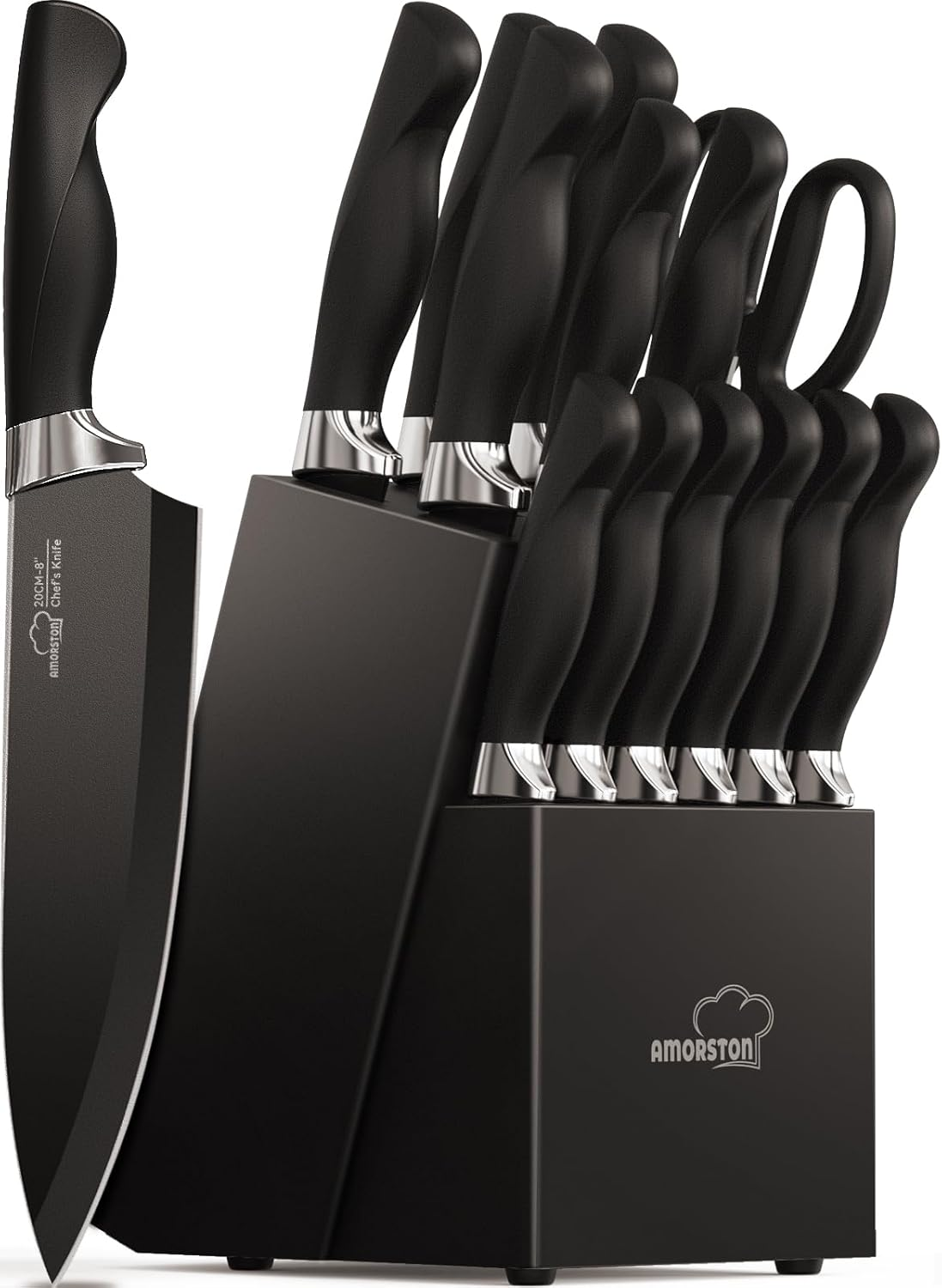 Knife Set,  15 Pieces Knife Sets for Kitchen with Block, Dishwasher Safe Kitchen-image