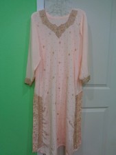 India beautiful zari embroidery Designer Women  3 pc Dress Top Sz Bust 46