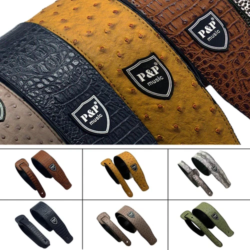 Guitar Strap P&P PU Leather Adjustable for Acoustic Electric Guitars Bass 150cm