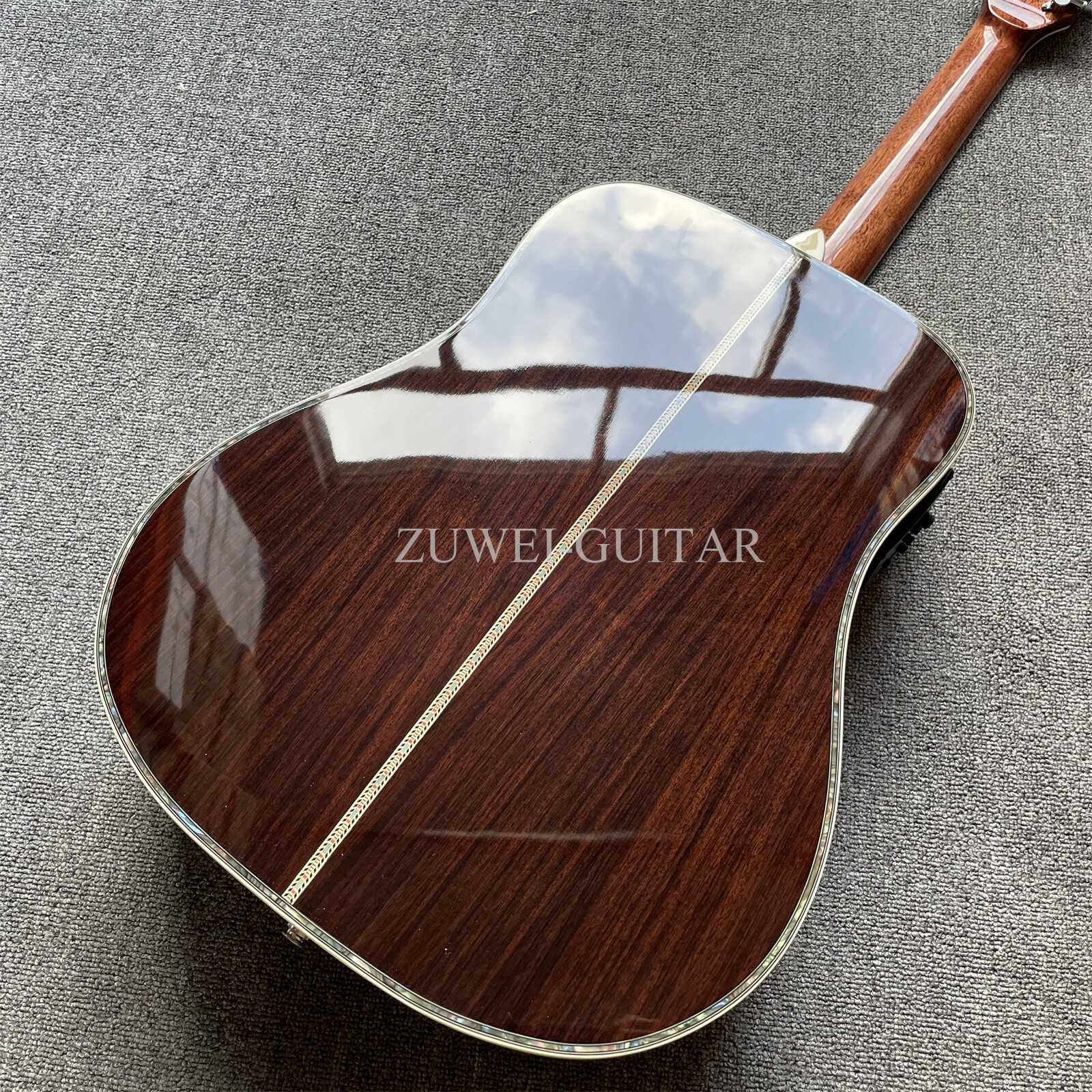 ZUWEI 12 Strings 1 Style Acoustic Guitar Solid Spruce Top Real Abalone