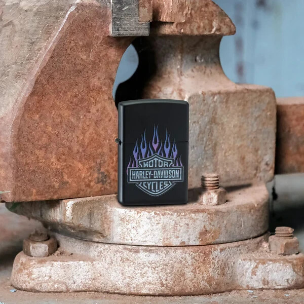 Zippo Harley Davidson Logo Design Color Image Black Matte 46677