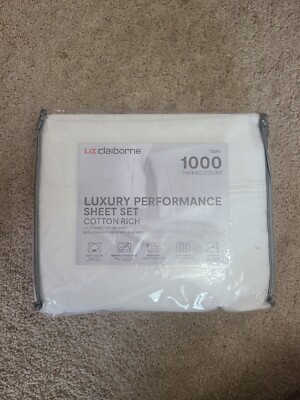 Liz Claiborne Twin Sheet Set 1000 Thread Count Cotton Rich Luxury Performance 