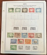 Aden Stamps :  1937 - 1963 Collection , Mint & Used on 10 Pages