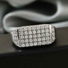 1.65Ct NATURAL MOISSANITE Men's Engagement Wedding Ring 14K White Gold Plated