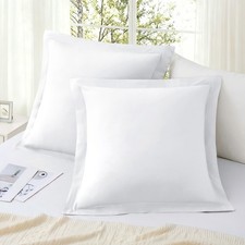 KKJIAF White 26x26 Euro Pillow Covers Set of 2, Soft Cozy Cotton Euro Pillo...