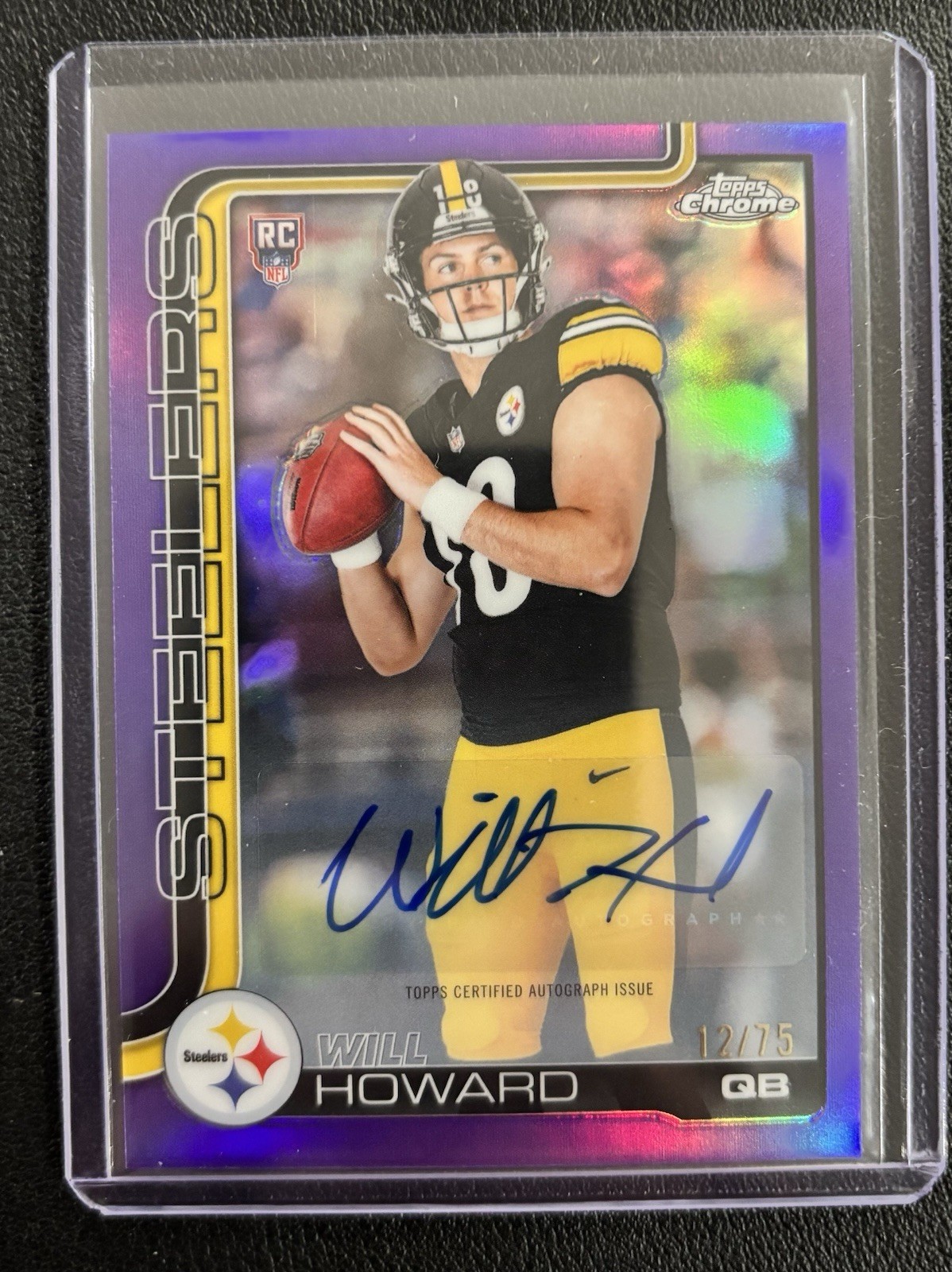2025 Topps Chrome - Rookie Autographs Will Howard #RA-WH Purple Refractor /75 RC