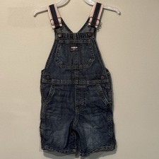 Oshkosh B'Gosh Denim Shorts Overalls Size 4T Boys Blue Jean Adjustable Straps