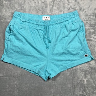 Champion Womens Jersey Shorts  XL Turquoise Blue Elastic Drawstring Side Pockets