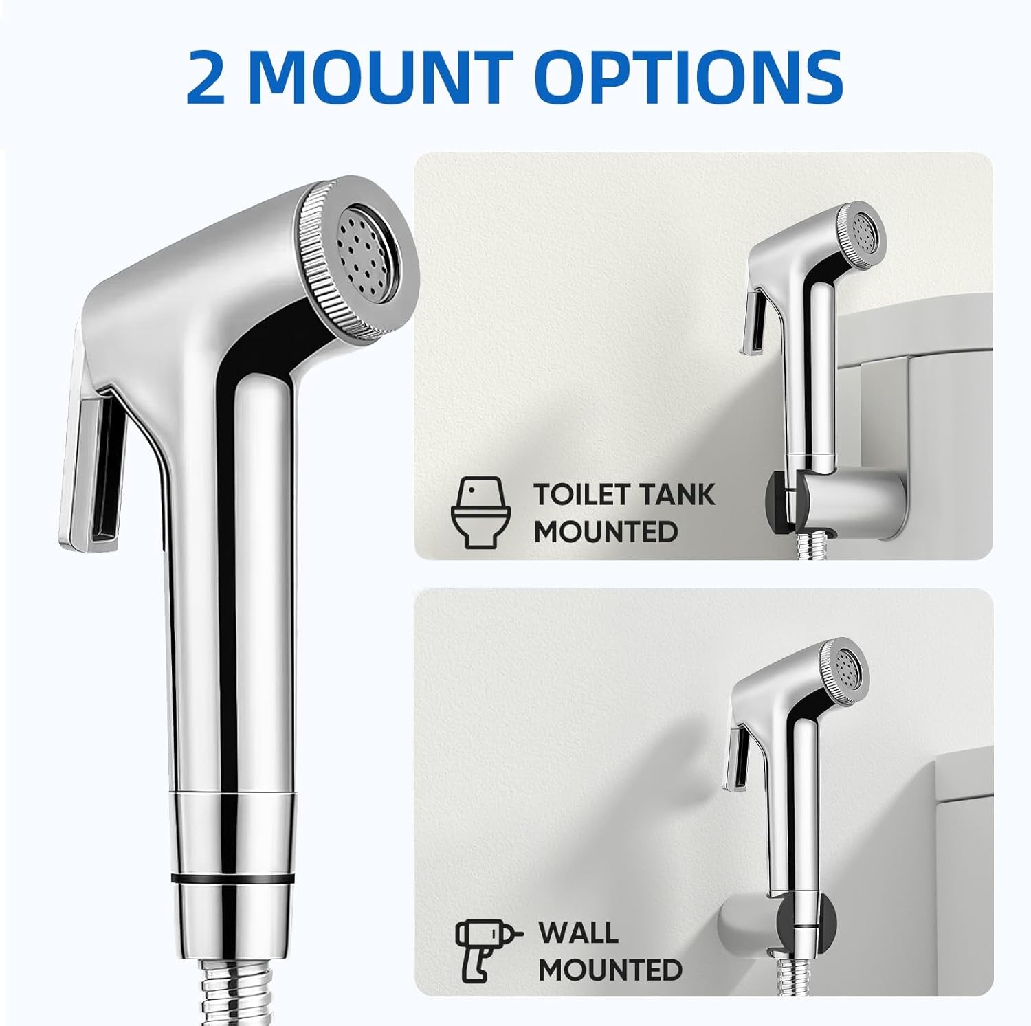 Handheld Toilet Bidet Sprayer for Adjustable Water Pressure Silver 