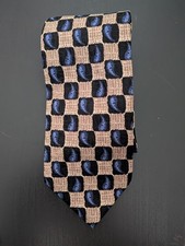 JZ Richards Tie Necktie 60" Silk Brown Blue Abstract USA Made