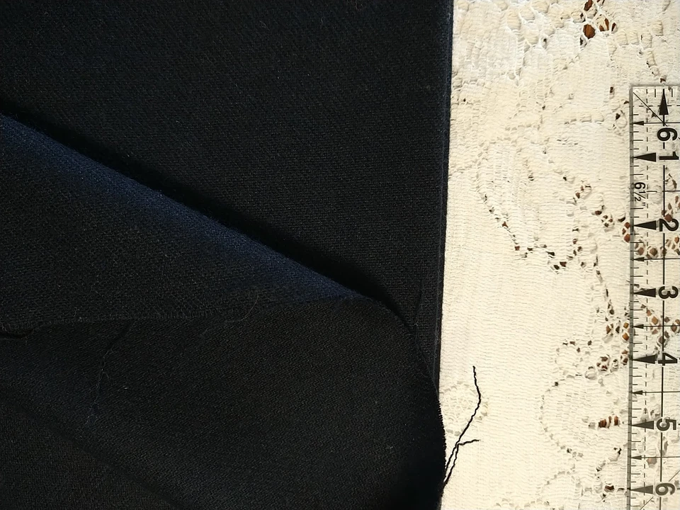 REMNANT Black Lightweight Wool Fabric 13" L x 15" Wide - Image 2 of 2