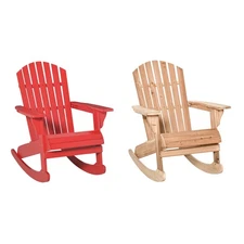 Outsunny Wooden Adirondack Rocking Chair with Slatted Wooden Design