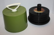 Vintage Disk-Go-Case Avocado Green 45 RPM Record Holder Retro MCM w/ 40 Records