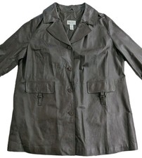 Vtg Via Accenti 100% Leather Coat - Size 30W ...
