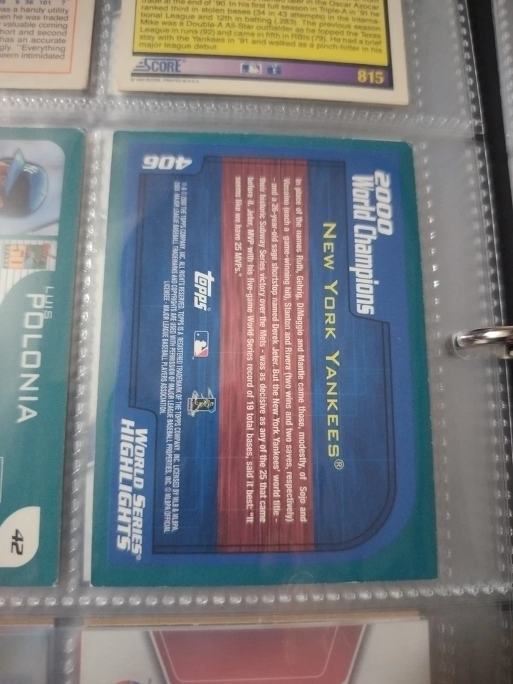 New York Yankees 2001 Topps Serie Mundial 2000 ¡CAMPEONES! #406 ¡50 aniversario! Foto 2 de 2