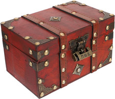 Vintage Wooden Treasure Chest with Lock - Handmade Decorative Storage Box