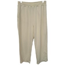 Varley Women's Cream Wide-Leg Cropped Pants Sz M