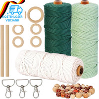 Hancheng 3PCS 60M Makramee Garn 3Mm Farbig,Makramee Garn Set Bunt Mit 40 Holzper