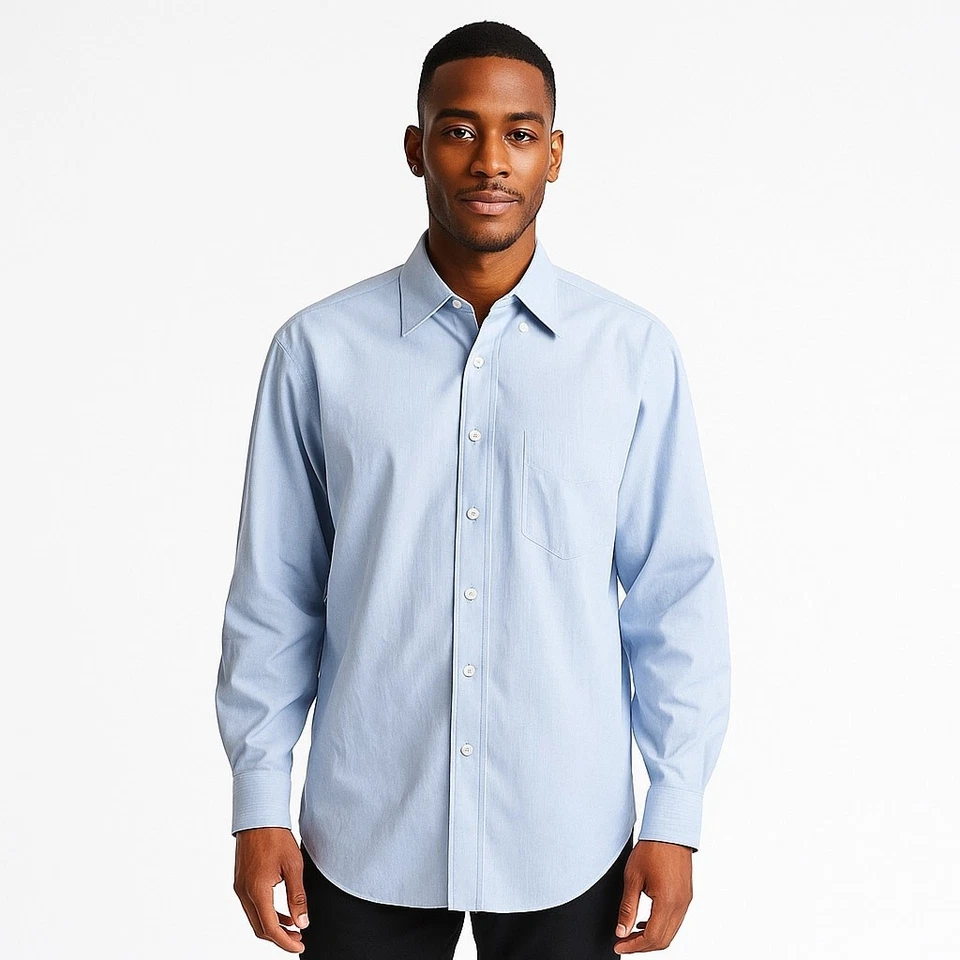 Camisa Carolina Herrera Abotonada 16 Azul Rayas Manga Larga Algodón Negocios  Foto 4 de 4