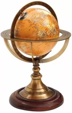 Vintage Brass Armillary Tabletop Marine Sphere World Globe Nautical Decor Globe