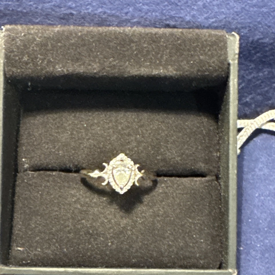 Anillo de compromiso - oro blanco 14k - 3/4 C TW pera diamante/halo - antiguo - certificado GIA Foto 2 de 4