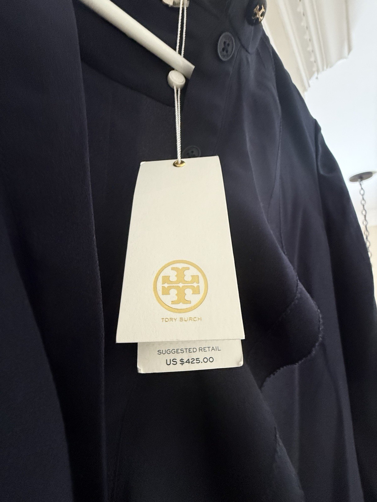 Tory Burch Jane Navy Blue Long Sleeve Ruffle Shirt Dress Women /Size 00 thumbnail 7