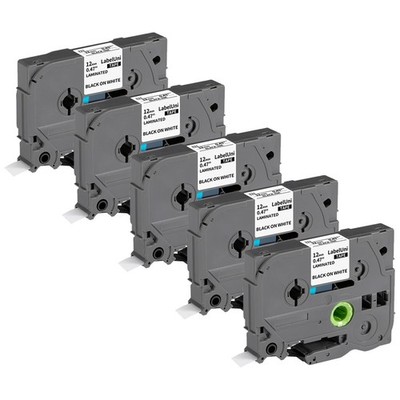LabelUni TZe-231 Replace for Brother P-Touch TZ TZe 1/2'' Tape for PT-D210,5 PK