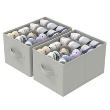 2 Pack Shoe Organizer for Closet, Fits Up to 2 pack  16.5 x 12.6 x 10.2 In  Grey
