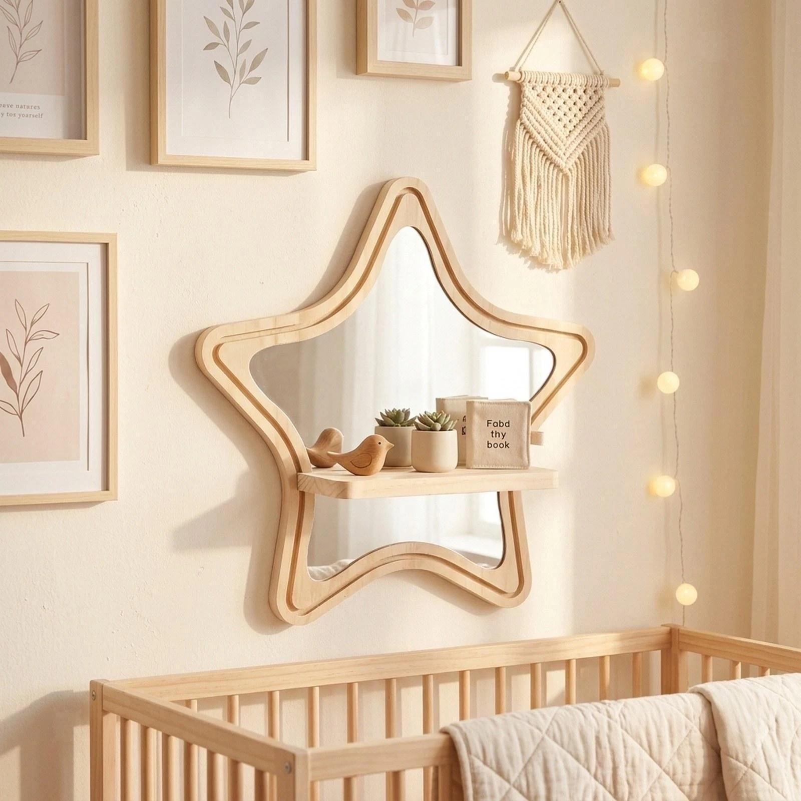 Star Wall Shelf Wooden Floating Shelf Ornament Chic Boho Home Decor Hanging Rack