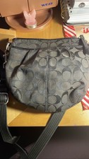 COACH Signature C Jacquard Black Gray Crossbody Bag