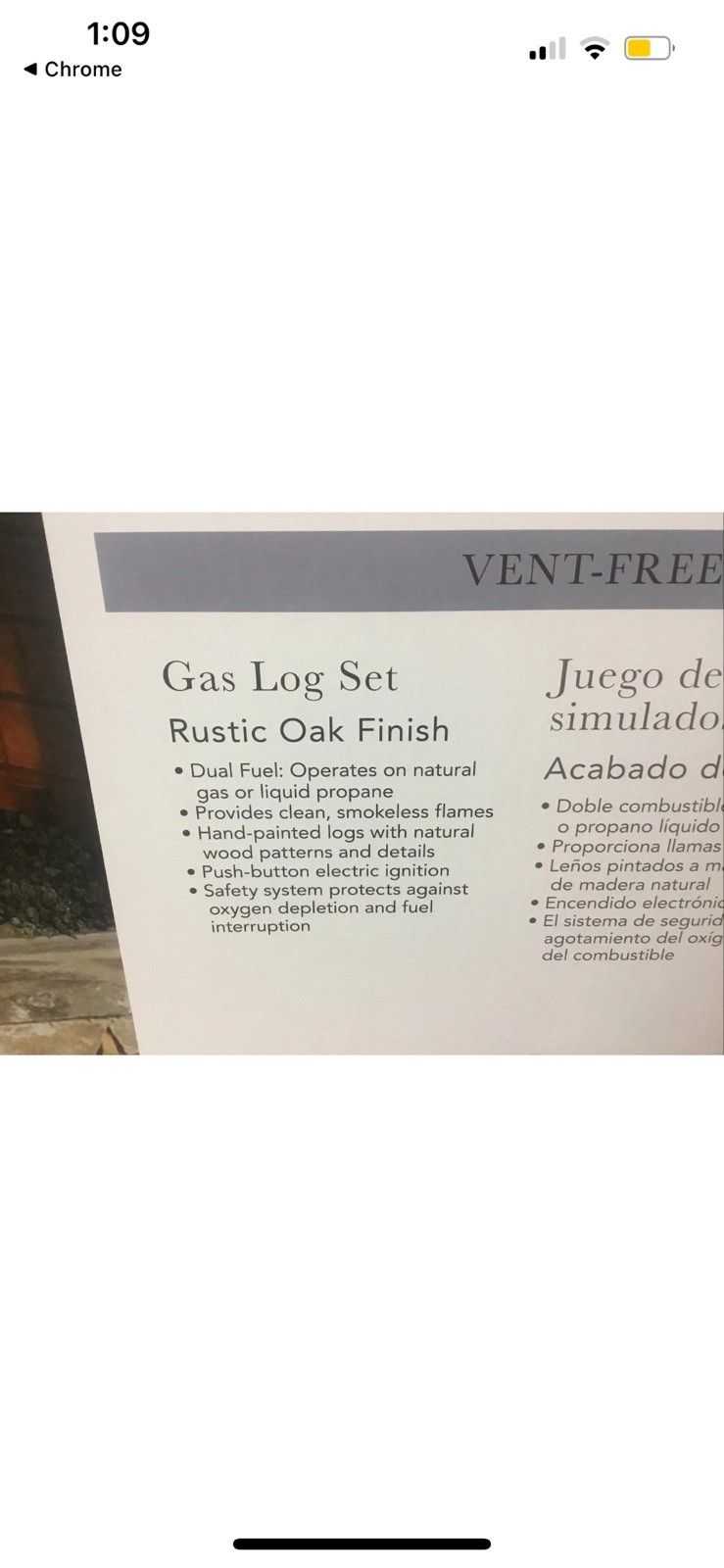 Allen + Roth 30000-BTU Natural Gas or Propane Log Set Rustic Oak Vent Free New