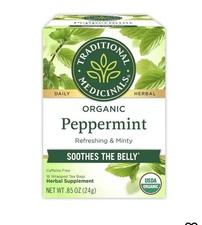 Traditional Medicinals Organic Peppermint Herbal Tea 16 Bags USDA Organic 24g