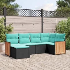 Patio Sofa Set Black and Blue