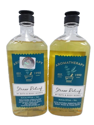 BATH & BODY WORKS AROMATHERAPY STRESS RELIEF BODY WASH & FOAM BATH 10 OZ 2PCS