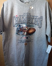 Vtg NWT 2003 Patriots Super Bowl Champions NFL Mens L Super Bowl Shirt GRay Tee