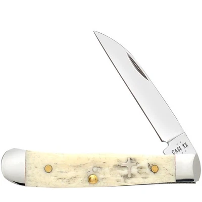 Case XX Knives Cross Shield Natural Bone Tiny Trapper Item #22473