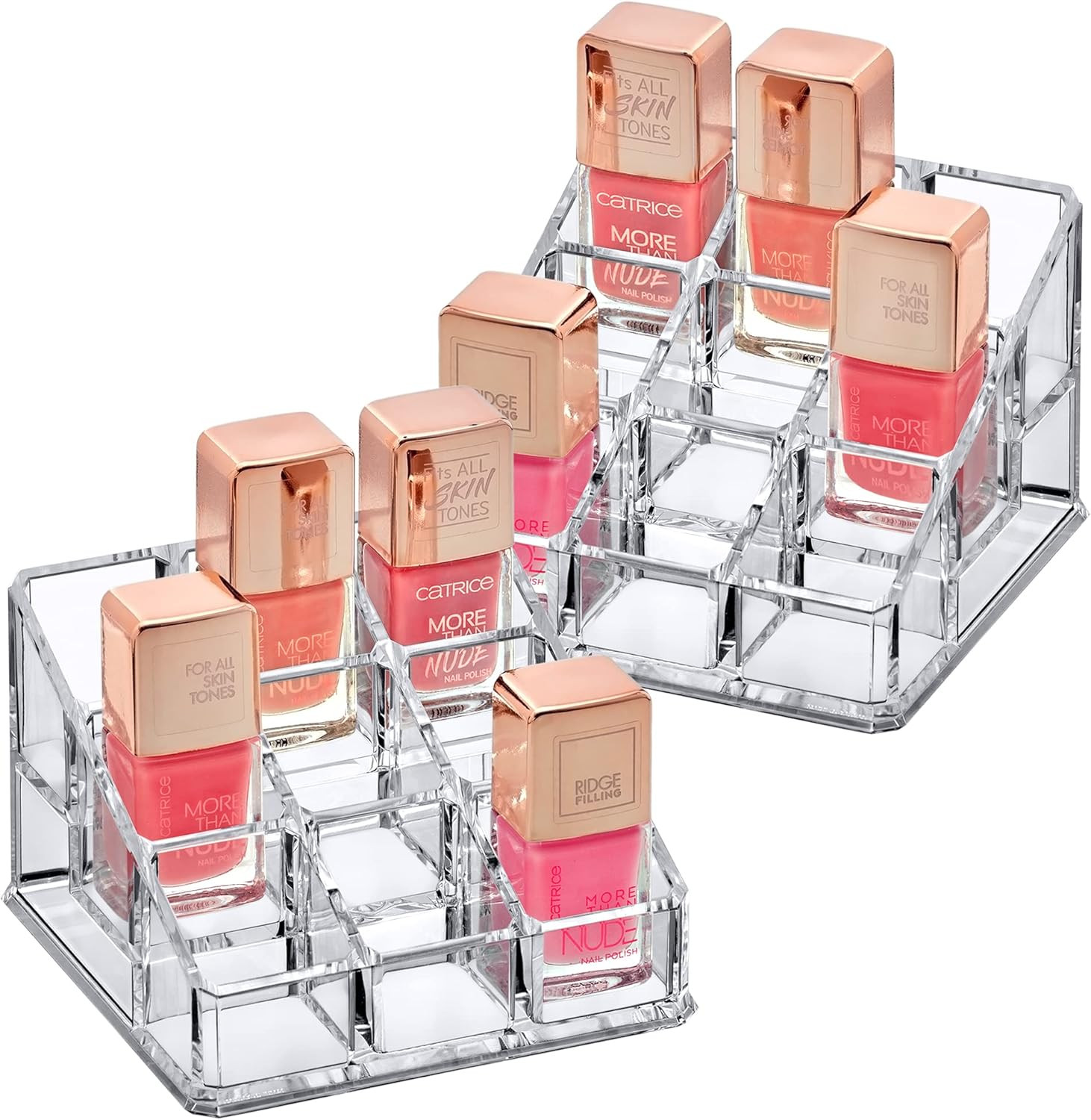 - Glamour - 2-Pack 9-Slot Acrylic Nail Polish Organizer, Lip