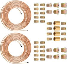 2 Sets 25Ft 3/16 Brake Line Kit,Copper-Plated Car Brake Line Repair Kit with 4PC